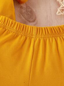 Baby Boy's Bear Embossed Short Sleeve T-Shirt And Shorts Set - Orange - View 6