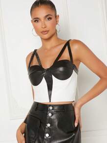 SHEIN Unity Women Color Block Tank - Black and White - View 1