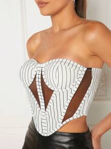 Hauture Top Corset À Panneaux Transparents Rayés