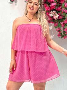 Dreamara Plus Size Jacquard Strapless Romper