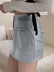 DAZY Ladies' Knee-Length Skirt With Inner Lining Fall Skirts - Blue - View 3