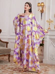 Al Najma 女款全圖案空心肩蝙蝠袖凱夫特裝 - 紫色 - 查看 4