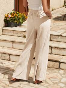 SHEIN Frenchy 100% Cotton Tie Front Slant Pocket Pants