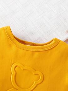 Baby Boy's Bear Embossed Short Sleeve T-Shirt And Shorts Set - Orange - View 4