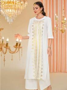 Divindia 女士幾何圖案印花庫爾蒂頂部 - 白色 - 查看 4