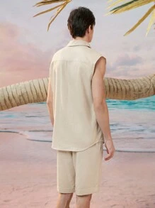 Manfinity VCAY Men's Sleeveless Shirt And Shorts Set - Apricot - View 2