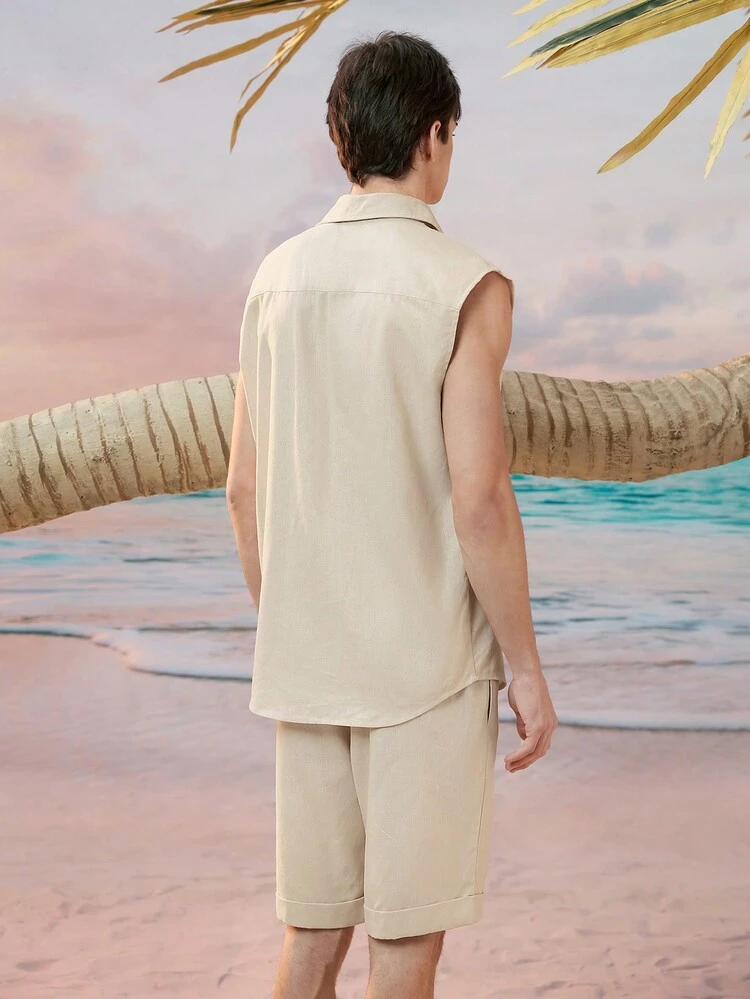 Men's Sleeveless Shirt And Shorts Set