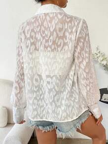 SHEIN Clasi Ladies' Mesh Long Sleeve Shirt Fall Cloth For Women - White - View 2