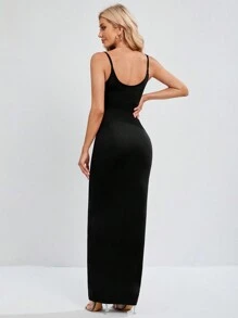 SHEIN Tall 黑色彈性緊身camisole長裙