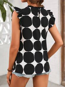 SHEIN Clasi 女式印花盖袖衬衫 - 黑色 - 查看 2