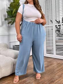 SHEIN CURVE+ Mono Camisola De Corte Holgado Para Mujer Talla Grande - Azul - Ver 5