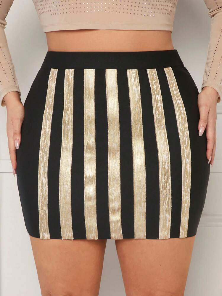 Plus Metallic Bandage Skirt Spring Summer Bachelorette Party Spring Break Birthday Sexy