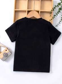SHEIN Young Boy Simple Style T-Shirt Mocha Tshirt For Kids Boy - Multicolor - View 2