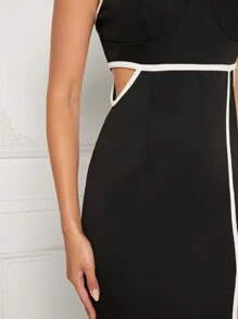 SHEIN Unity Contrast Piping Cut Out Split Dress