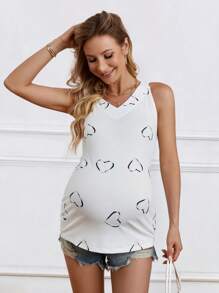 SHEIN Maternity Heart Pattern Printed Tank Top