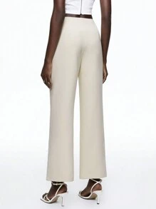 BizChic Women's Solid Color Straight Leg Pants, Business Casual Trousers For Office Wear, Autumn/Winter