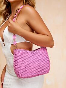 SHEIN SXY Bolso de hombro color rosa pálido versátil y de moda para damas - Rosa Fucsia - Ver 7