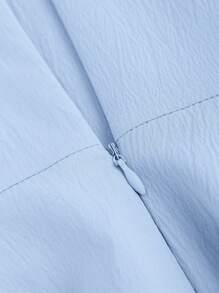 Sweetra Women's Sweetheart Neckline & Ruffled Long Sleeve Dress - Blue - View 5