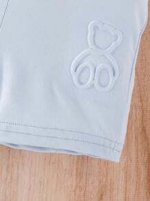 Đứa bé trai Gấu Dập nổi Ngắn tay Áo thun Và Bộ quần short - Màu xanh lam - Xem 7