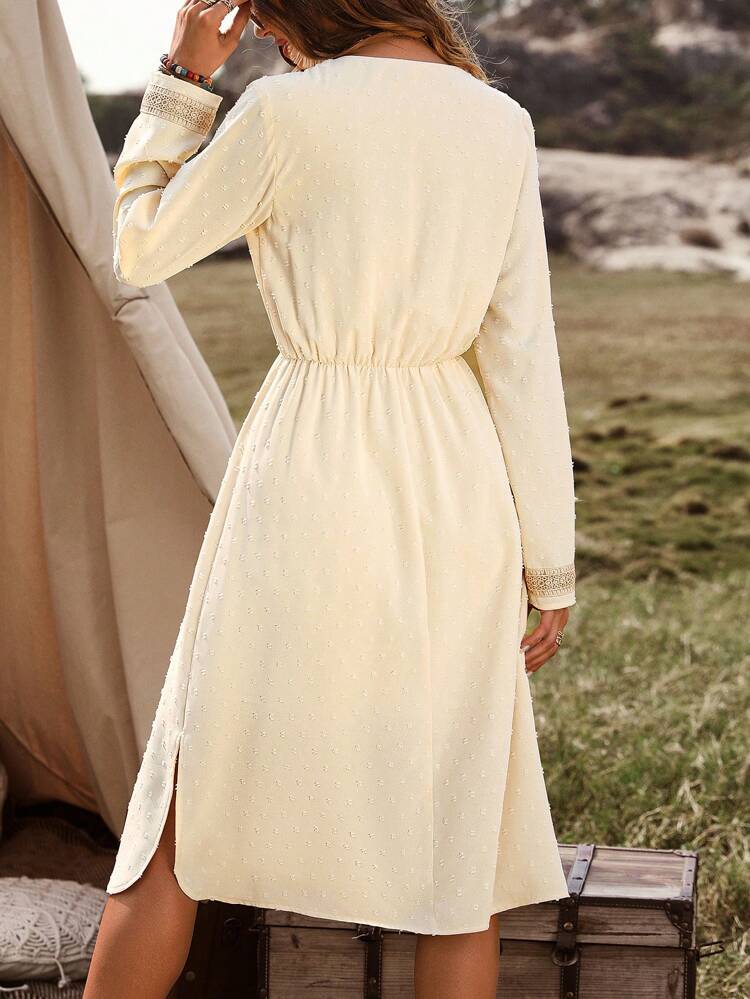Women's Lace Patchwork Long Sleeve Dress