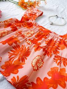 Soleia Women's Floral Print Square Neck Ruffle Trim Decorated Blouse - Multicolor - View 5