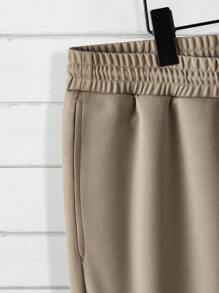 Manfinity VCAY Plus Size Letter Printed Knitted Casual T-Shirt And Pants Set