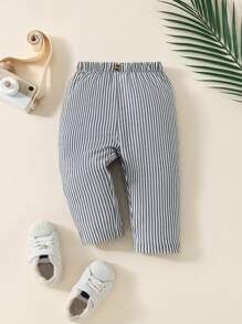 Souflis Souflis Baby Boy Spring Summer Daily Casual Loose Black & White Striped Long Pants