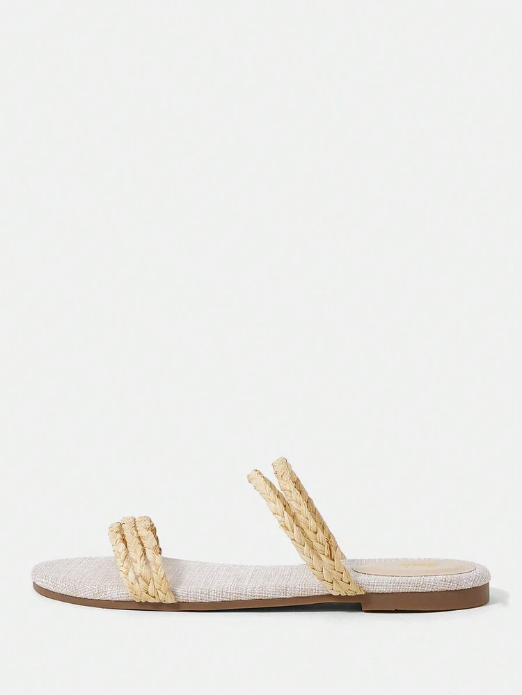 Ladies' Flat Sandals With Woven Design