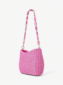 SHEIN SXY Bolso de hombro color rosa pálido versátil y de moda para damas - Rosa Fucsia - Ver 4