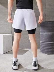 青少年男孩數字刺繡兩件式短褲