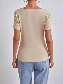 SHEIN Essnce Women's Solid Color Criss-Cross Strap T-Shirt