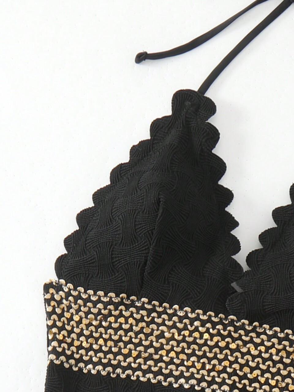 Summer Women'S Splice Woven Strap Halter One-Piece Swimsuit