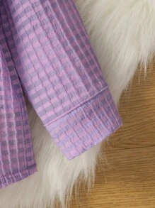 Baby Girl Shirt Style Jacket, Simple & Fashionable Outer Wear For Spring/Summer - Purple - View 3