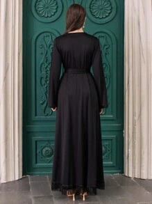 RueChic Fringe Detailed Kaftan - Black - View 3