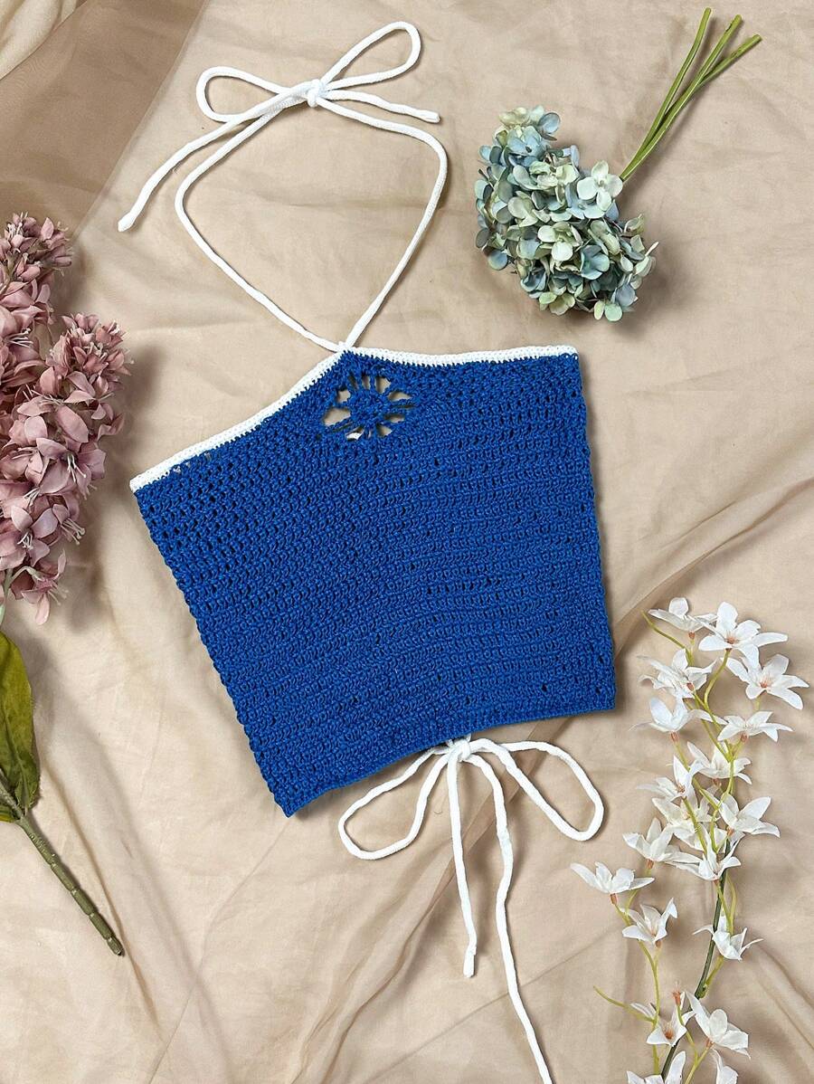 Soleia 女士綁頸針織背心上衣 - 藍色 - 查看 1