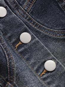 DAZY Women's Denim Tube Top With Front Button Closure Crop Women Tops - Blue - View 9