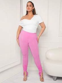 SHEIN SXY Rozmiar Plus Damski Robić na Drutach Długi Z wysokim stanem Spodnie Z Stopa Zmarszczki