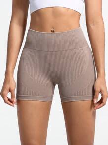 Easithlete Seamless Sports Shorts Brown Shorts - Khaki - View 2