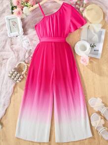 SHEIN Tween Girl Gradient Ruffles Romper, Perfect For Vacation - Multicolor - View 2