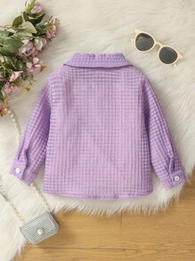 Baby Girl Shirt Style Jacket, Simple & Fashionable Outer Wear For Spring/Summer - Purple - View 2
