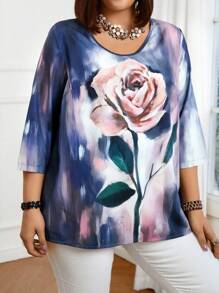 EMERY ROSE 大尺碼染色印花襯衫 - 彩色 - 查看 3