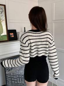 DAZY 女式条纹开衫、长袖上衣 秋冬 - 黑與白 - 查看 7