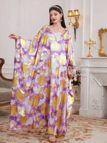 Al Najma 女款全圖案空心肩蝙蝠袖凱夫特裝 - 紫色 - 查看 8