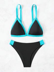 Swim SPRTY Conjunto de bikini con recorte de contraste para mujer, playa de verano - Multicolor - Ver 8