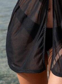 Swim Vcay Vestito Copricostume In Mesh Trasparente Senza Maniche Per Donne