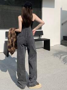 DAZY 直筒休闲牛仔背带裤 街头服饰 - 灰色 - 查看 8