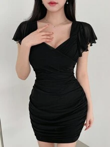 DAZY Women'S Sweetheart Neckline Bodycon Dress Short Dress Summer Sundress,Dress For Wedding Cocktail Dress - Black - View 4
