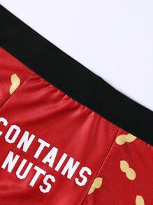 Men's Peanut & Letter Print Underwear
