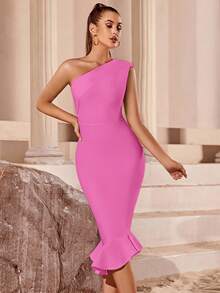 ADYCE Elegant Mermaid Hem Bodycon Cocktail Dress, White Semi-Formal Gown Suitable For Birthday, Wedding Guest, Formal Dinner, Homecoming, Easter, Graduation Ceremony And Other Occasions - Pink - View 5