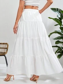 SHEIN Tall Váy xòe màu trơn dành cho nữ - trắng - Xem 2